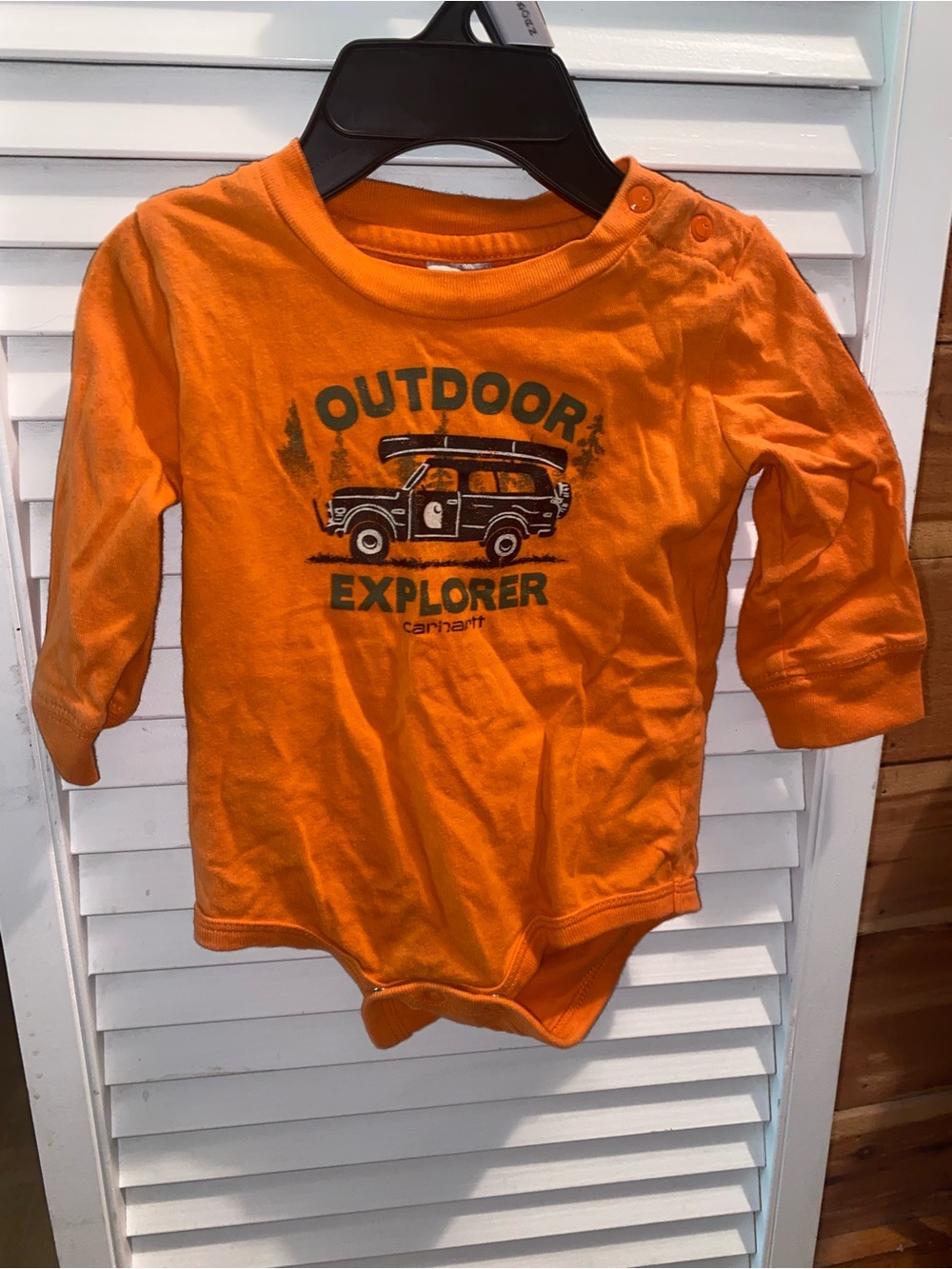 Carhartt Orange 'Outdoor Explorer' Long Sleeve Bodysuit with Graphic